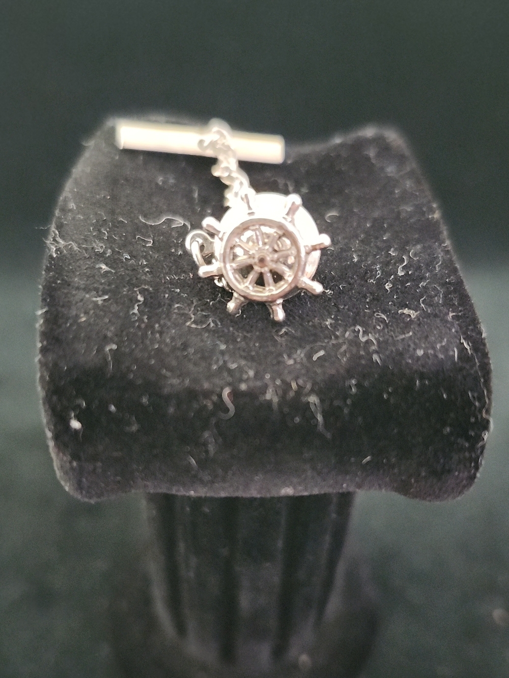 🚢 Vintage Sterling Silver Nautical Ship's Wheel Tie Tack
